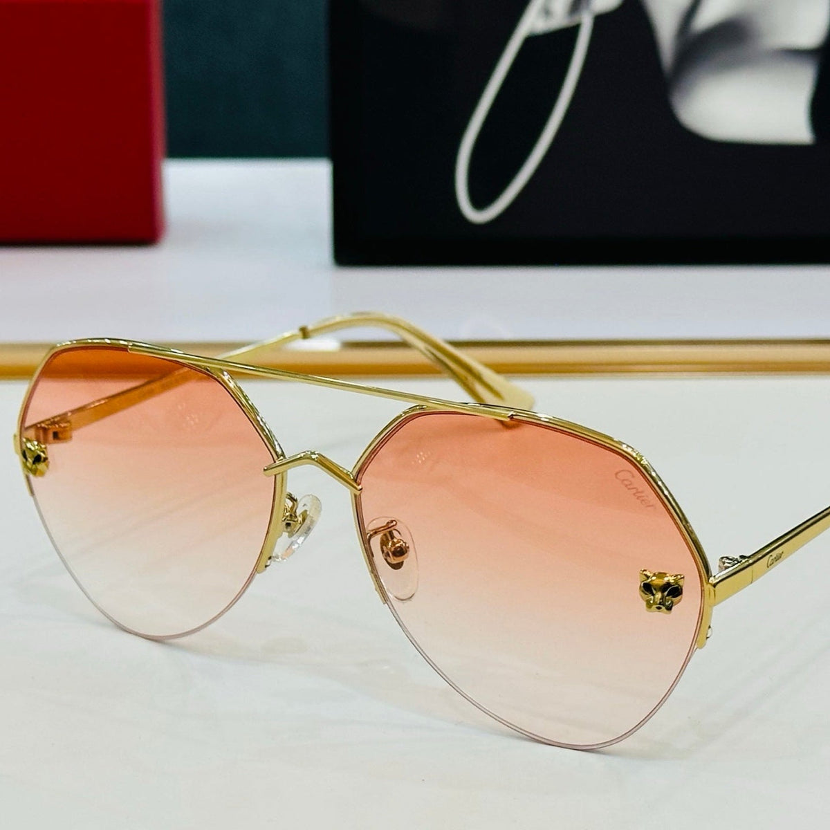 CARTIER SIGNATURE C DE AVIATOR FRAME SUNGLASSES CT0355S IN METAL
